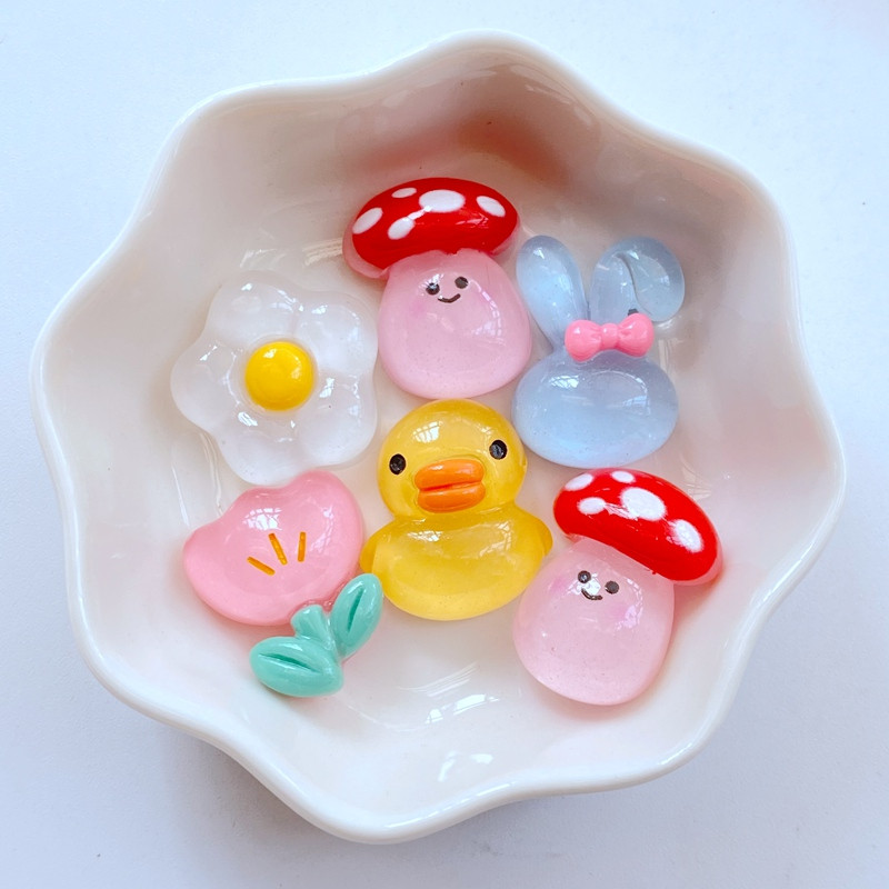 10 gab. Jauns mini 17–22 mm jauks truša galvas pīles sēņu zieds, plakans sveķu zieds