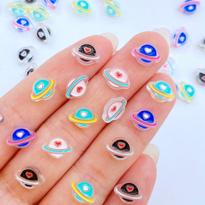50 gab. Jauns, gudrs 7*9 mm sveķu mini karikatūra planēta plakans muguras kabošons nagu uzlabošanai Kawaii DIY rotājumi aksesuāri