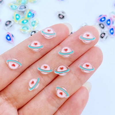 50 gab. Jauns, gudrs 7*9 mm sveķu mini karikatūra planēta plakans muguras kabošons nagu uzlabošanai Kawaii DIY rotājumi aksesuāri