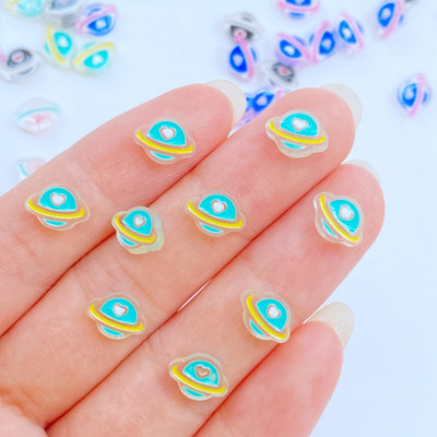 50 gab. Jauns, gudrs 7*9 mm sveķu mini karikatūra planēta plakans muguras kabošons nagu uzlabošanai Kawaii DIY rotājumi aksesuāri