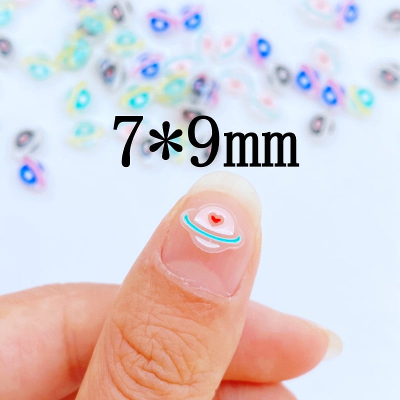 50 gab. Jauns, gudrs 7*9 mm sveķu mini karikatūra planēta plakans muguras kabošons nagu uzlabošanai Kawaii DIY rotājumi aksesuāri