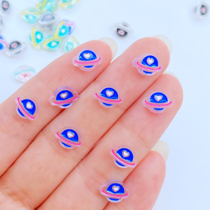 50 gab. Jauns, gudrs 7*9 mm sveķu mini karikatūra planēta plakans muguras kabošons nagu uzlabošanai Kawaii DIY rotājumi aksesuāri