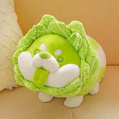 1бр Зеле Shiba Inu Dog Сладка зеленчукова фея Аниме Плюшена играчка Пухкава пълнена