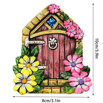 Σετ Ξύλινες Νεράιδες Πόρτες και Παράθυρα Gnome Figurines Door Elf House Τοπίο Ξύλινο κουκλόσπιτο Εσωτερικό δέντρο Διακόσμηση κήπου