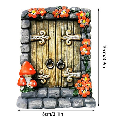 Drvena vilinska vrata i prozori Set Figurice patuljaka Vrata Kuća vilenjaka Pejzaž Drvena kućica za lutke Interijer Stablo Ukras za vrt