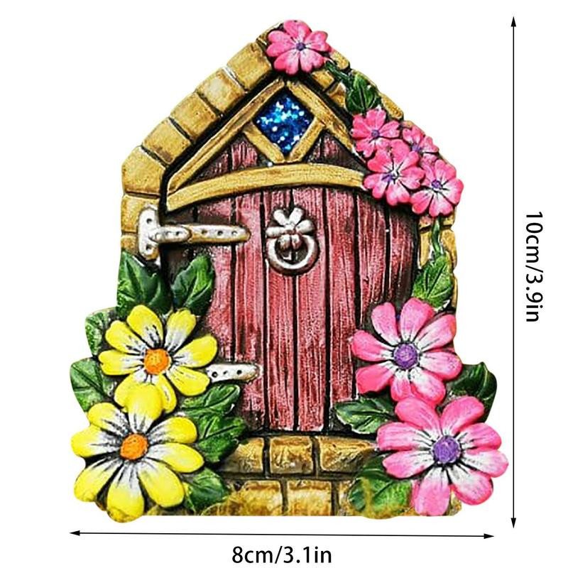 Drvena vilinska vrata i prozori Set Figurice patuljaka Vrata Kuća vilenjaka Pejzaž Drvena kućica za lutke Interijer Stablo Ukras za vrt