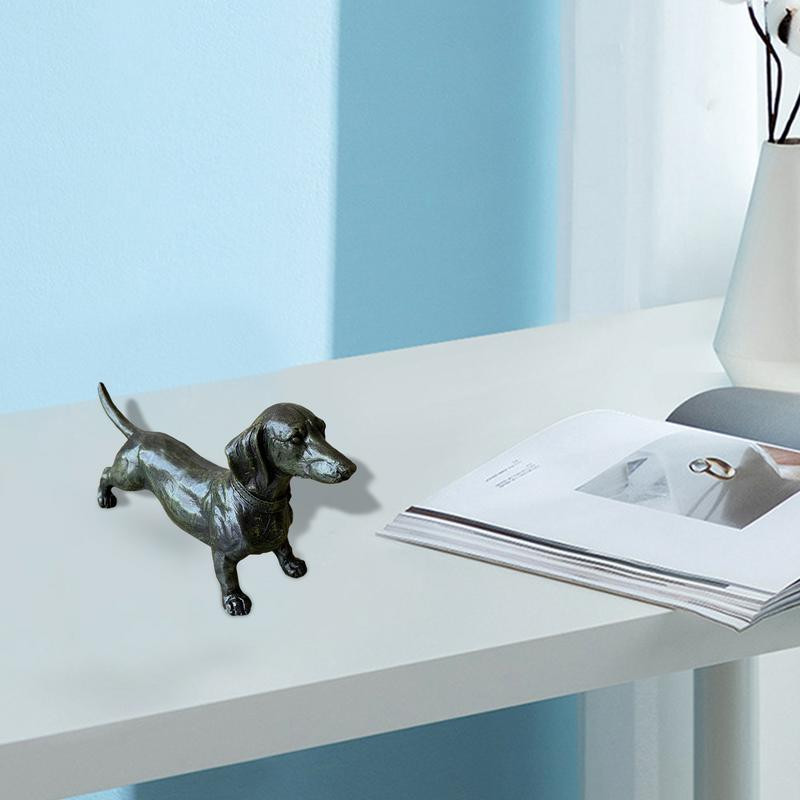 Melnais taksis statuja Dārza dekors zāliena sveķu suņa skulptūra āra iekštelpu dekora rotaļlietas bērniem Dzīvnieku modeļa figūra