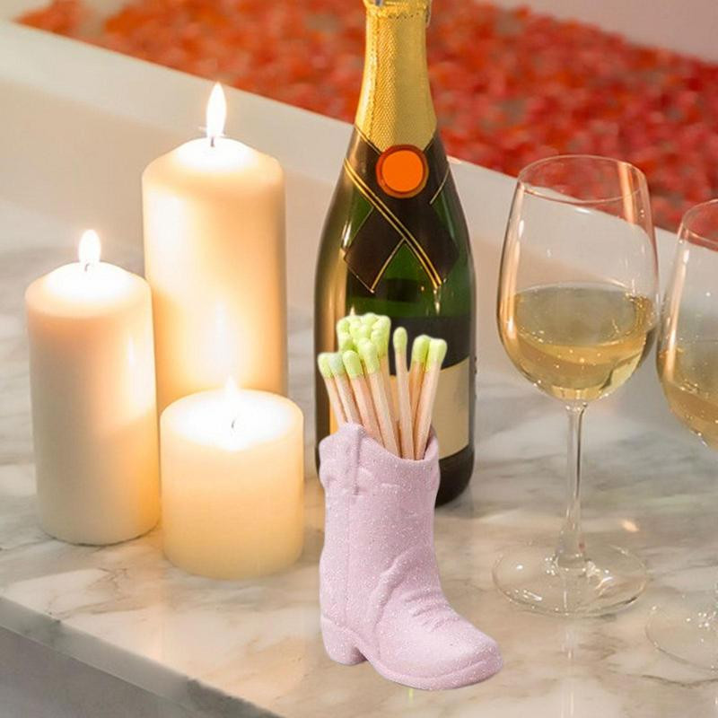 Keramikas sērkociņu turētājs ar uzbrucēju Boho stila kovboju zābaku sērkociņu turētāju sērkociņu statīva rotājums kamīna virtuves dekorēšanai