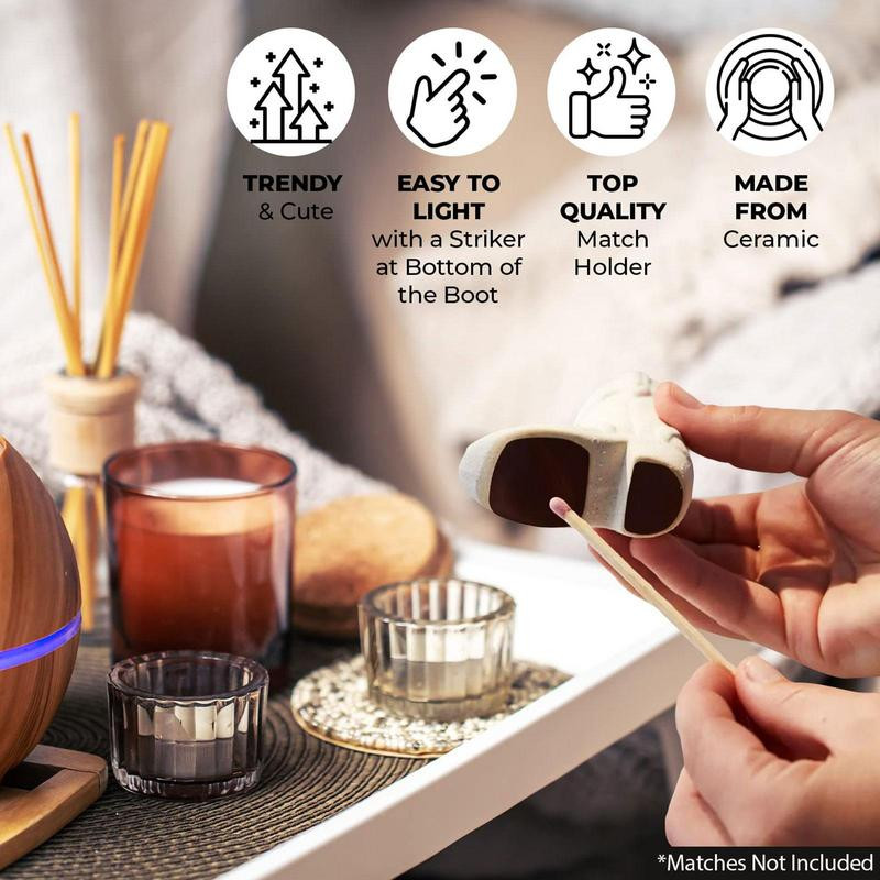 Keramikas sērkociņu turētājs ar uzbrucēju Boho stila kovboju zābaku sērkociņu turētāju sērkociņu statīva rotājums kamīna virtuves dekorēšanai