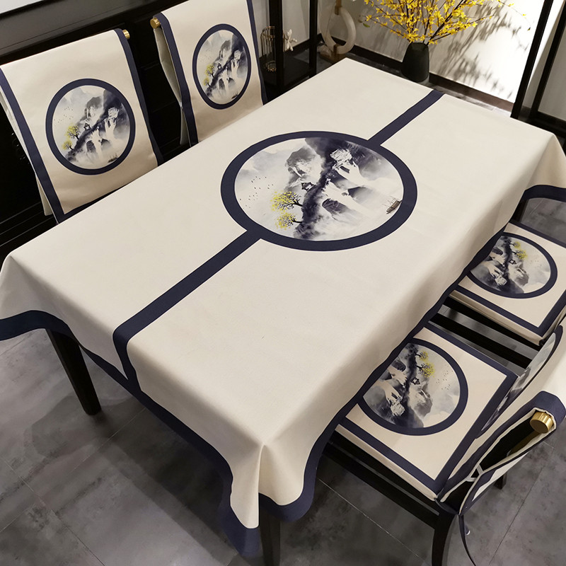 Jauns ķīniešu taisnstūrveida galdauts Modernais stils Vienkāršs galdauts Modes restorāna dekoratīvais galdauts Kafijas galdauts