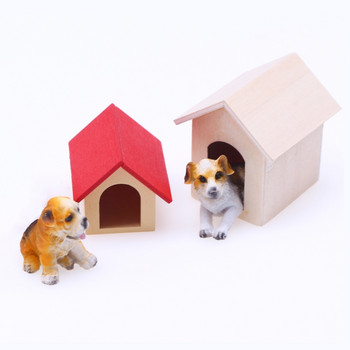 Κουκλόσπιτο Μινιατούρα Σκύλος κατοικίδιων ζώων Μίνι Ξύλινο Σπίτι Ζώων Μοντέλο Προσομοίωση Έπιπλα Νεράιδα Κήπος Living Scene Αξεσουάρ παιδικό δώρο