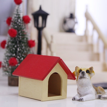 Κουκλόσπιτο Μινιατούρα Σκύλος κατοικίδιων ζώων Μίνι Ξύλινο Σπίτι Ζώων Μοντέλο Προσομοίωση Έπιπλα Νεράιδα Κήπος Living Scene Αξεσουάρ παιδικό δώρο