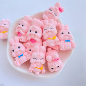 10 db új aranyos mini rózsaszín nyúl sorozat lapos hátú gyanta Scrapbooking barkácsolás ékszer kézműves dekorációs kiegészítő