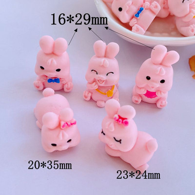 10 db új aranyos mini rózsaszín nyúl sorozat lapos hátú gyanta Scrapbooking barkácsolás ékszer kézműves dekorációs kiegészítő
