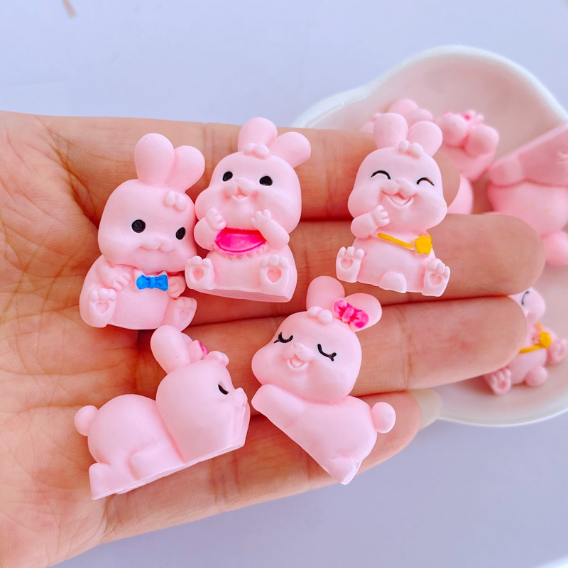 10 db új aranyos mini rózsaszín nyúl sorozat lapos hátú gyanta Scrapbooking barkácsolás ékszer kézműves dekorációs kiegészítő