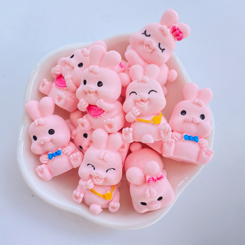 10 db új aranyos mini rózsaszín nyúl sorozat lapos hátú gyanta Scrapbooking barkácsolás ékszer kézműves dekorációs kiegészítő