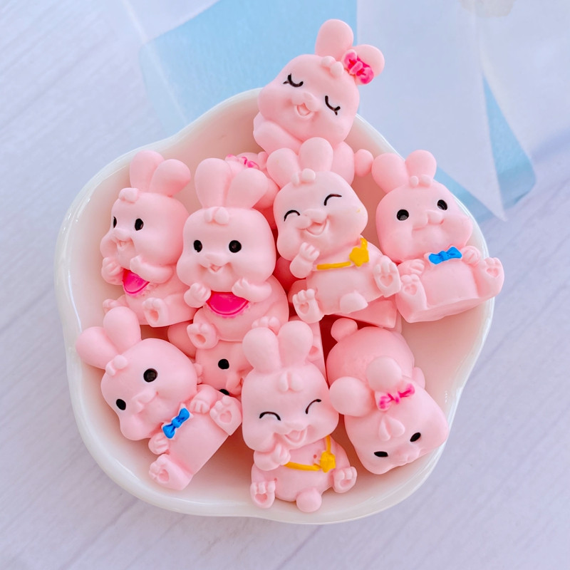 10 db új aranyos mini rózsaszín nyúl sorozat lapos hátú gyanta Scrapbooking barkácsolás ékszer kézműves dekorációs kiegészítő