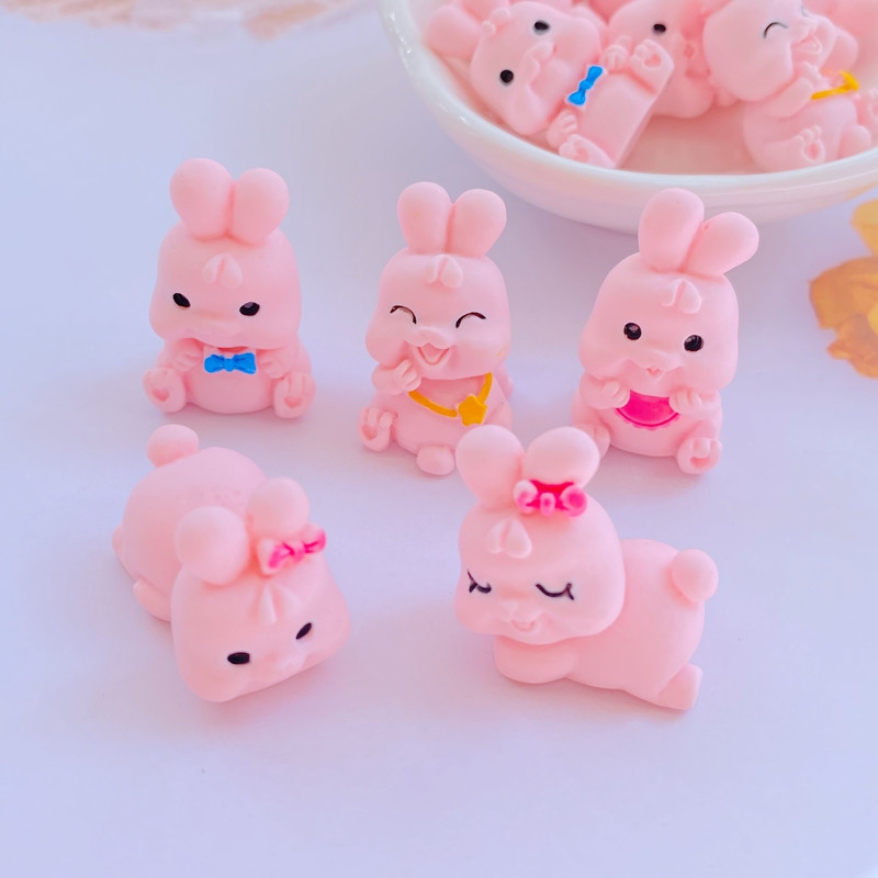10 db új aranyos mini rózsaszín nyúl sorozat lapos hátú gyanta Scrapbooking barkácsolás ékszer kézműves dekorációs kiegészítő