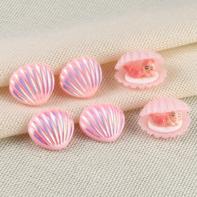 12db Új aranyos sellő kagyló vegyes gyanta figura kézműves lapos hátú kabochon díszek Kawaii barkácsalbumok lakberendezési kiegészítők
