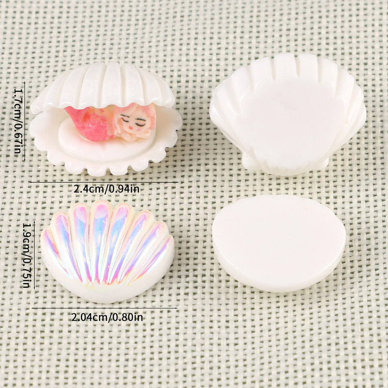 12db Új aranyos sellő kagyló vegyes gyanta figura kézműves lapos hátú kabochon díszek Kawaii barkácsalbumok lakberendezési kiegészítők
