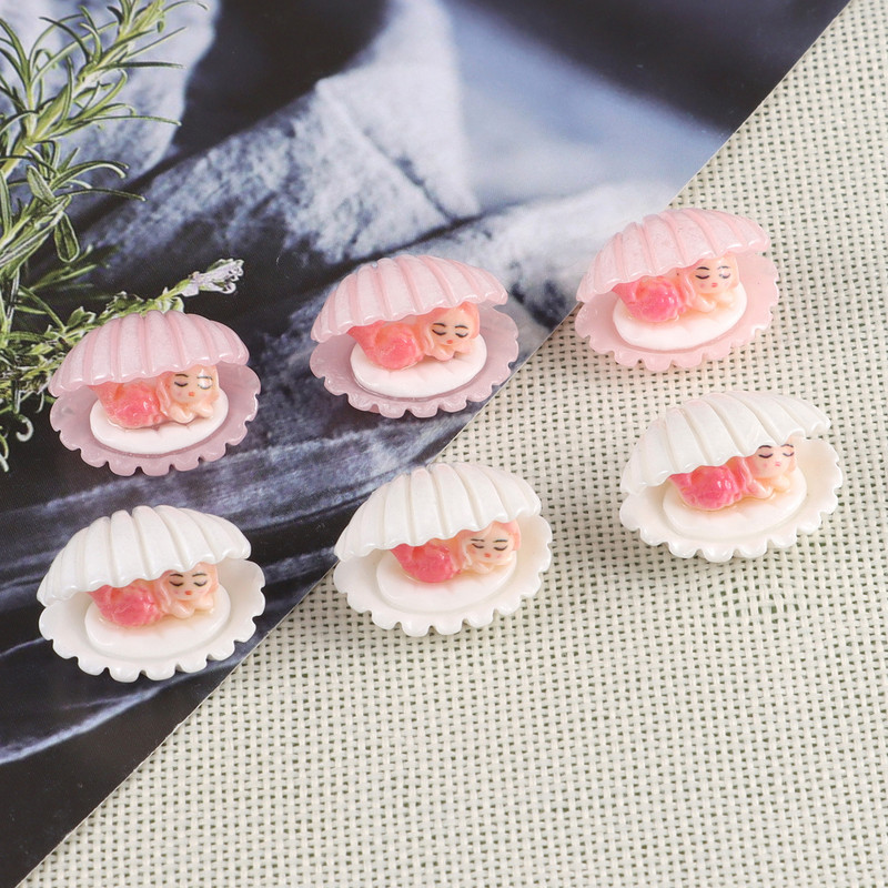 12db Új aranyos sellő kagyló vegyes gyanta figura kézműves lapos hátú kabochon díszek Kawaii barkácsalbumok lakberendezési kiegészítők