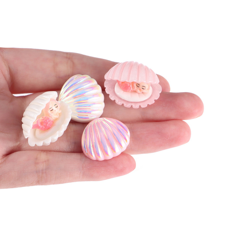 12db Új aranyos sellő kagyló vegyes gyanta figura kézműves lapos hátú kabochon díszek Kawaii barkácsalbumok lakberendezési kiegészítők