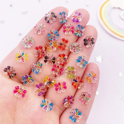 100db gyanta színes 8mm-es mini aranyos kristály virág művészet köröm lapos hátú strassz figura barkácsolás esküvői scrapbook dekor kézműves OL74