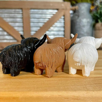 Highland Cow Statue 3D Printed Craft Шотландска планинска крава Animal Animal Figurine Creative Desktop Sculpture Ornament Home Decor