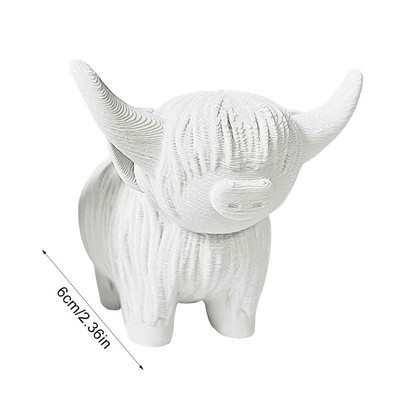 Hailendas govs statuja 3D drukātā rokdarbs Skotijas augstienes govs dzīvnieks darbības figūriņa radoša darbvirsmas skulptūra, ornaments mājas dekors