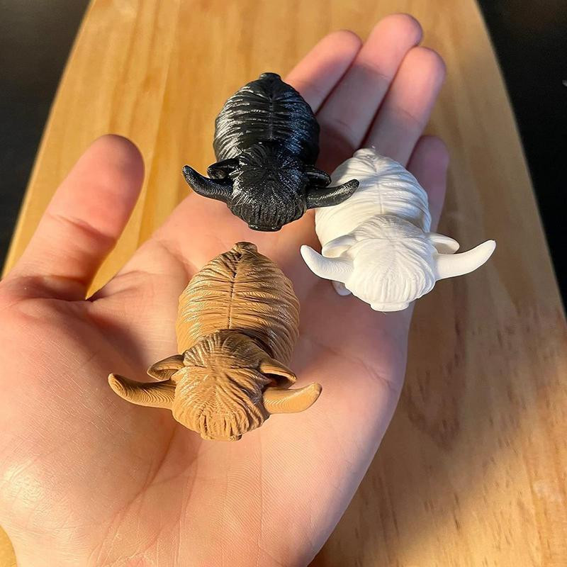Hailendas govs statuja 3D drukātā rokdarbs Skotijas augstienes govs dzīvnieks darbības figūriņa radoša darbvirsmas skulptūra, ornaments mājas dekors
