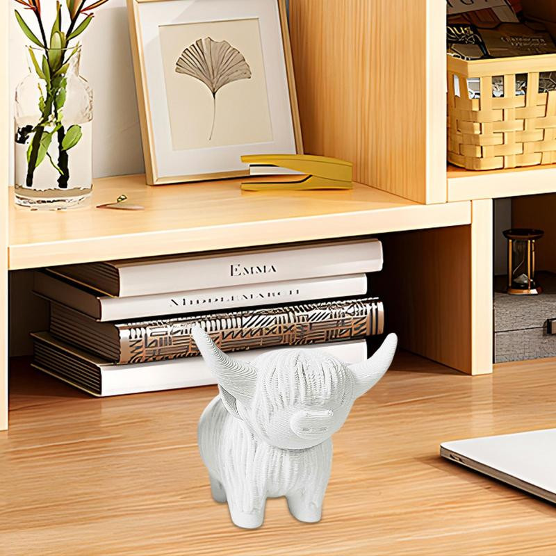 Hailendas govs statuja 3D drukātā rokdarbs Skotijas augstienes govs dzīvnieks darbības figūriņa radoša darbvirsmas skulptūra, ornaments mājas dekors