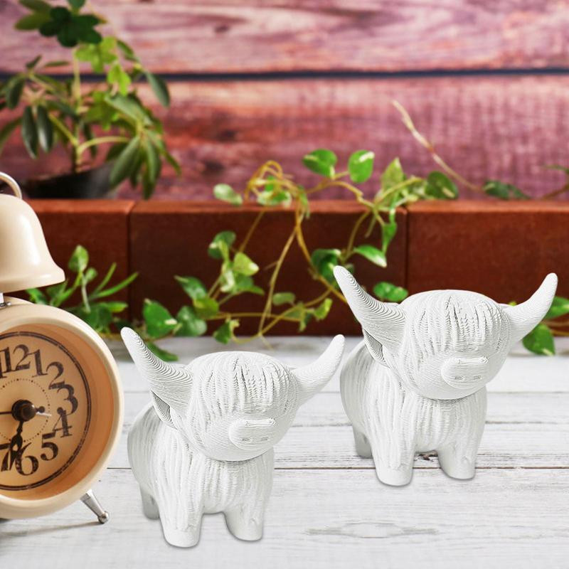 Hailendas govs statuja 3D drukātā rokdarbs Skotijas augstienes govs dzīvnieks darbības figūriņa radoša darbvirsmas skulptūra, ornaments mājas dekors