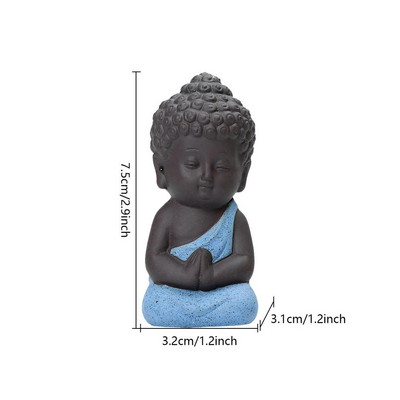 Kerámia díszek Szerzetes Kis Buddha Szobor Szerzetes Figura Tathagata Indiai Jóga Mandala Tea Kisállat Lila Kerámia Kézművesség Dekoratív