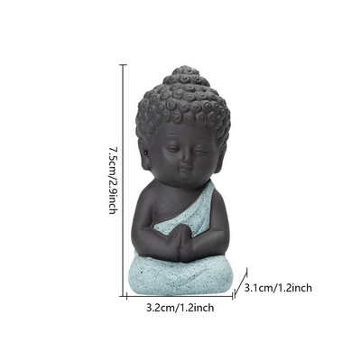 Kerámia díszek Szerzetes Kis Buddha Szobor Szerzetes Figura Tathagata Indiai Jóga Mandala Tea Kisállat Lila Kerámia Kézművesség Dekoratív
