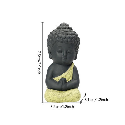 Kerámia díszek Szerzetes Kis Buddha Szobor Szerzetes Figura Tathagata Indiai Jóga Mandala Tea Kisállat Lila Kerámia Kézművesség Dekoratív
