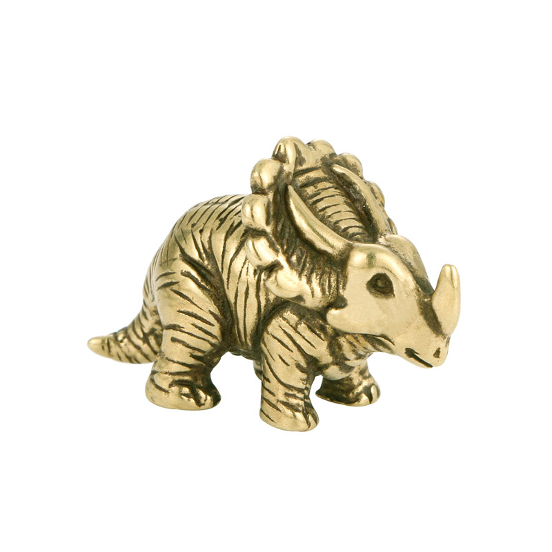 Solid messingist sarvedega dinosaurus Juura ajastu dinosauruste perekond Väike kuju Kontor Töölaua kaunistused Tee Lemmiklooma käsitöö Loomade kujukesed