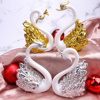 Swan Model Cute Figurine Collectibles Cute Care Interior Cake Top Decor for Love Διακόσμηση σαλονιού με θέμα 2τμχ