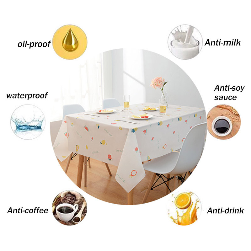 1 gab. Plastmasas galdauts Drukas krāsains kāzu dzimšanas dienas svinību galda pārklājs Taisnstūra rakstāmgalda audums salvešu pārklāji ūdensnecaurlaidīgs galdauts