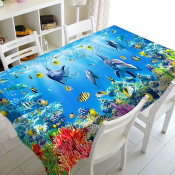 Подводен свят Shark Print Декоративна покривка Маса за пикник Правоъгълна покривка Домашна маса за хранене Декорация на масичка за кафе