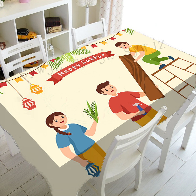 Židovski Sukkot stolnjak Dekoracija za zabavu Pravokutni stolnjak Kolekcija Citron Print Blagdanski stolnjak otporan na mrlje