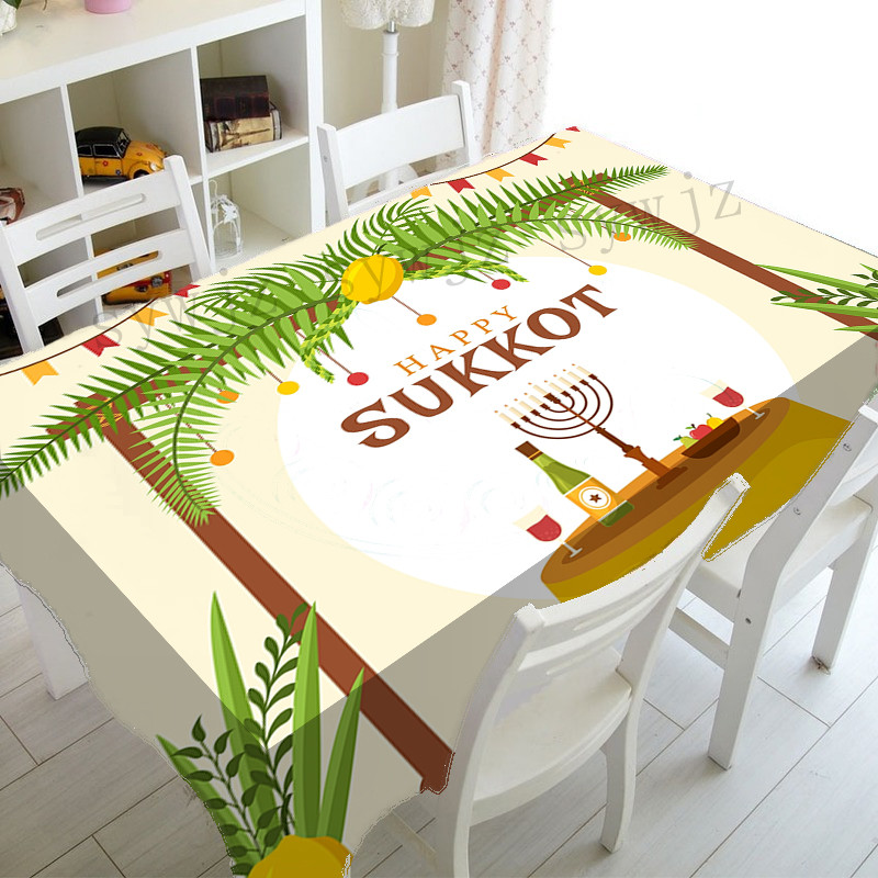 Židovski Sukkot stolnjak Dekoracija za zabavu Pravokutni stolnjak Kolekcija Citron Print Blagdanski stolnjak otporan na mrlje