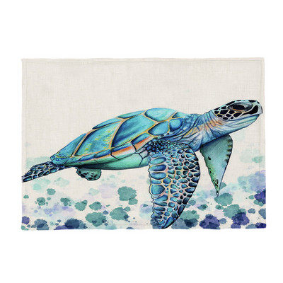 Karščiausias jūrinio vėžlio mados kilimėlis Odinis vėžlys geometrinis stalas vaikiškas servetėlių padėkliukas poliesteris ir linas