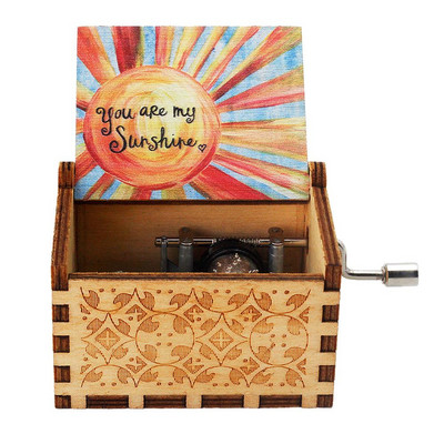 Ръчно издълбана дървена музикална кутия You Are My Sun La La Land Queen Джурасик Тема Подарък за Коледа Нова година