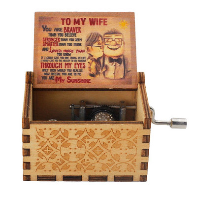 Käsitsi nikerdatud puidust muusikakast You Are My Sun La La Land Queen Jurassic teemaline kingitus jõuludeks uueks aastaks