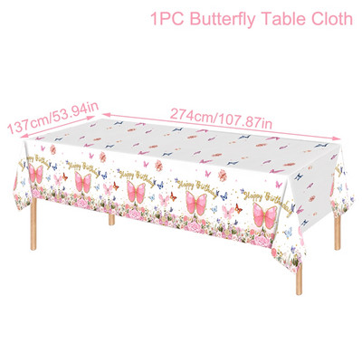 Drugelio gimtadienio vakarėlio vandeniui atspari staltiesė pavasario vasara lauko drugelių vakarėlio stalo dekoras Mergina su gimtadieniu vakarėlio dekoras