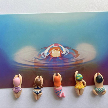 5τμχ Ρητίνη Γελοιογραφία Ειδώλιο κολύμβησης Μαγνήτες Ψυγείου Διακόσμηση σπιτιού