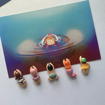 5τμχ Ρητίνη Γελοιογραφία Ειδώλιο κολύμβησης Μαγνήτες Ψυγείου Διακόσμηση σπιτιού