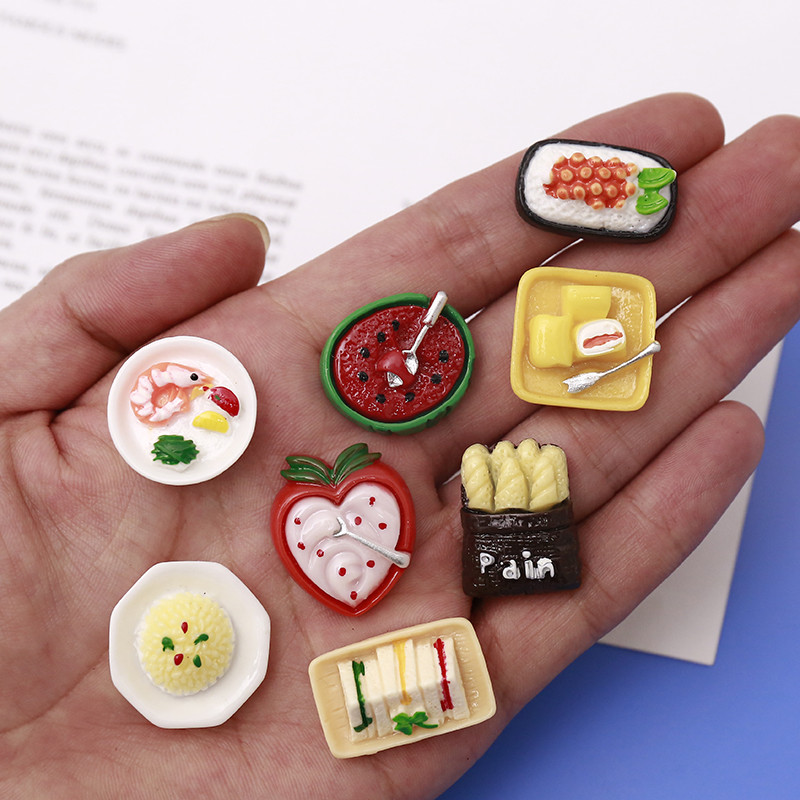 5gab. Simulācijas pārtikas sveķu aksesuāri Hamburgas suši picu ledusskapis Mājas dekorēšanas magnēti ledusskapjiem