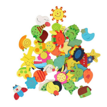 12 бр. Нови животни Дървени анимационни стикер с магнит за хладилник Сладка забавна играчка за хладилник Цветни детски играчки за деца Бебе