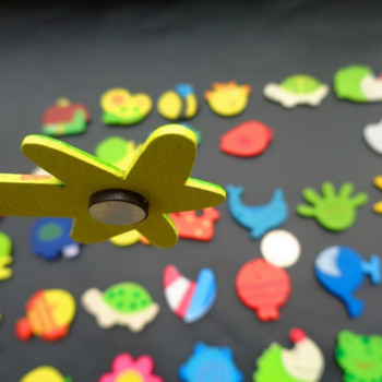 12 бр. Нови животни Дървени анимационни стикер с магнит за хладилник Сладка забавна играчка за хладилник Цветни детски играчки за деца Бебе